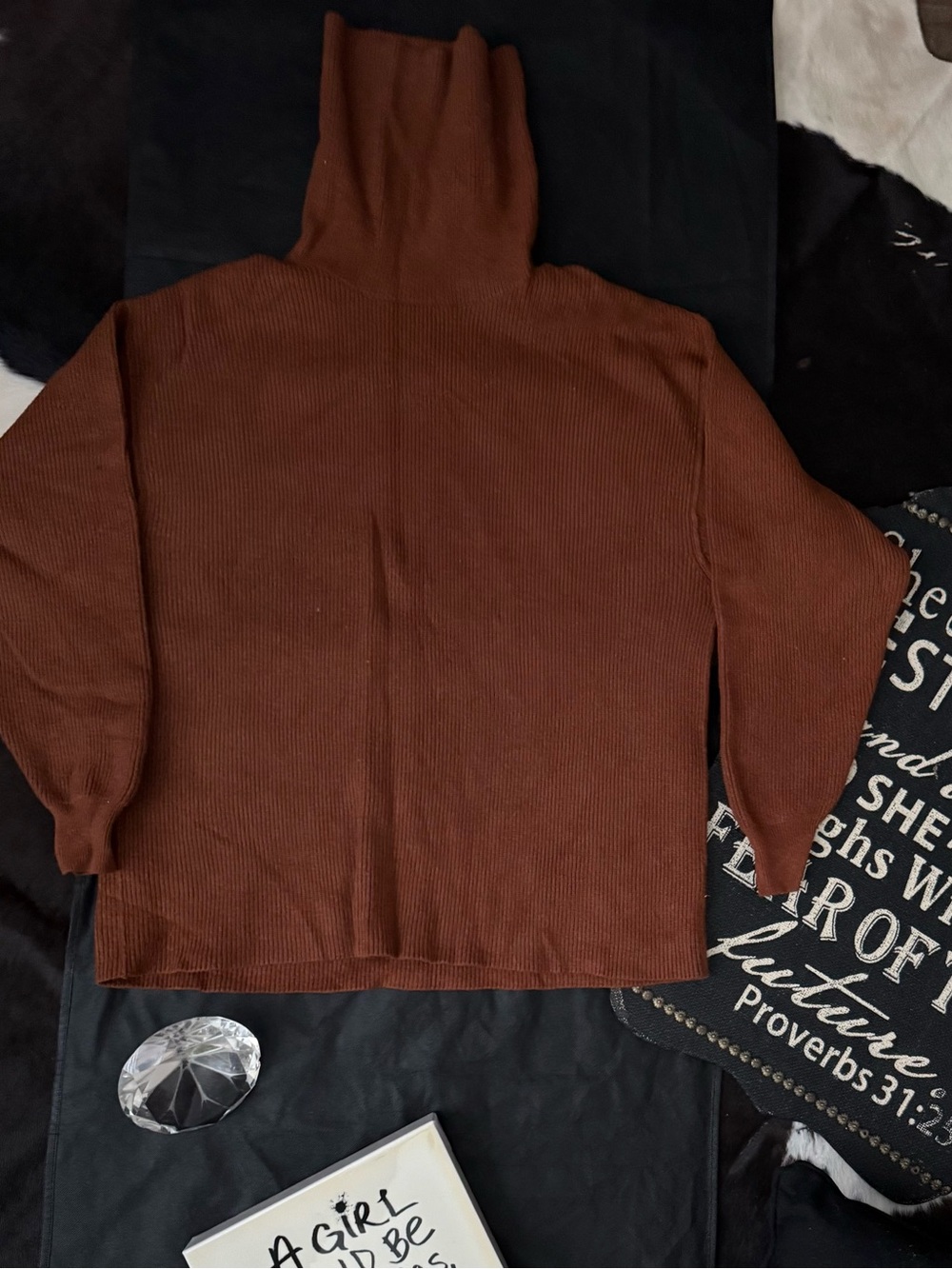Free People Chocolate Brown Turtleneck Sweater